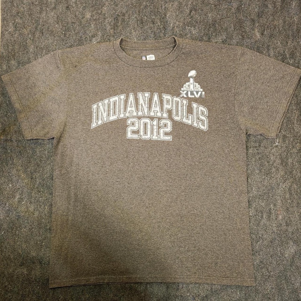 NFL Team Apparel Super Bowl XLVI Indianapolis 2012 T-Shirt Mens Large Grey